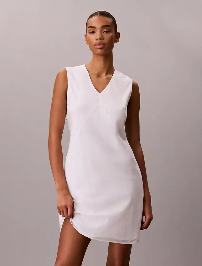 Cotton Blend V-Neck Mini Dress Cotton Blend V-Neck Mini Dress