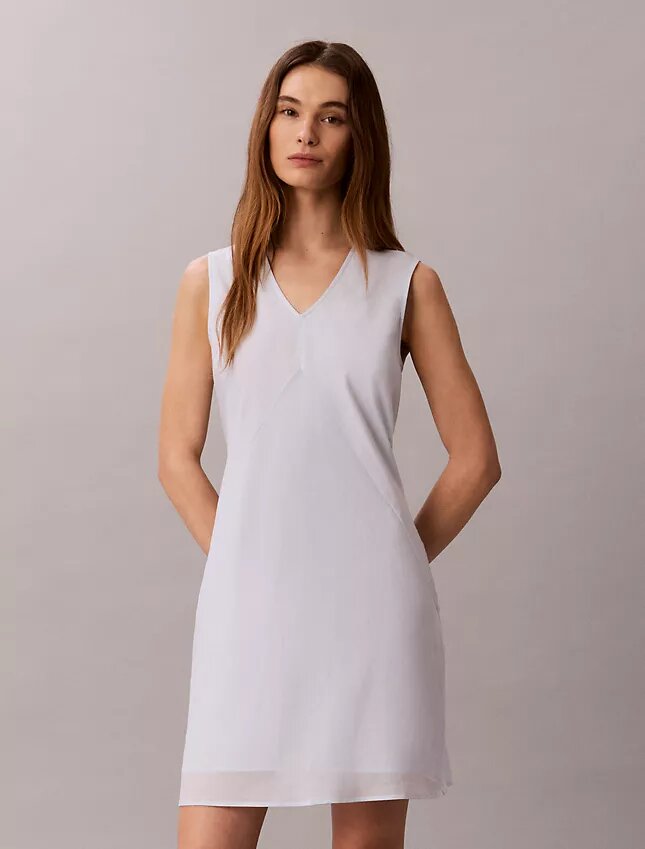 Cotton Blend V-Neck Mini Dress Cotton Blend V-Neck Mini Dress