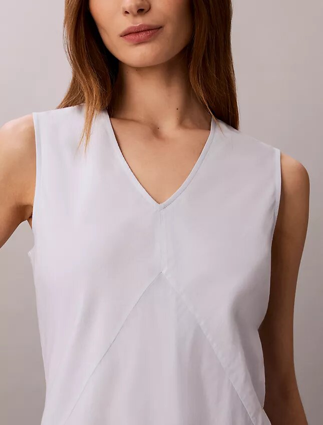 Cotton Blend V-Neck Mini Dress Cotton Blend V-Neck Mini Dress