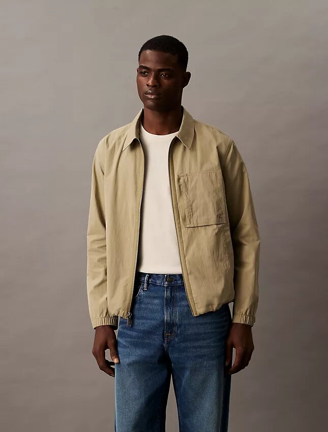 Cotton Blend Zip Classic Shirt Jacket Cotton Blend Zip Classic Shirt Jacket