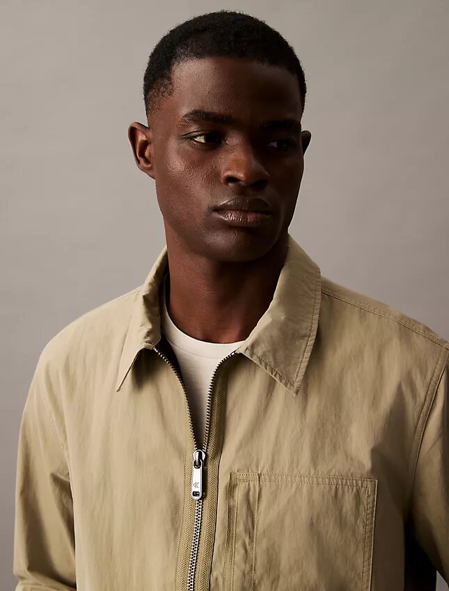 Cotton Blend Zip Classic Shirt Jacket Cotton Blend Zip Classic Shirt Jacket