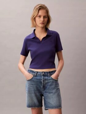 Cotton Contour Rib Polo Tee