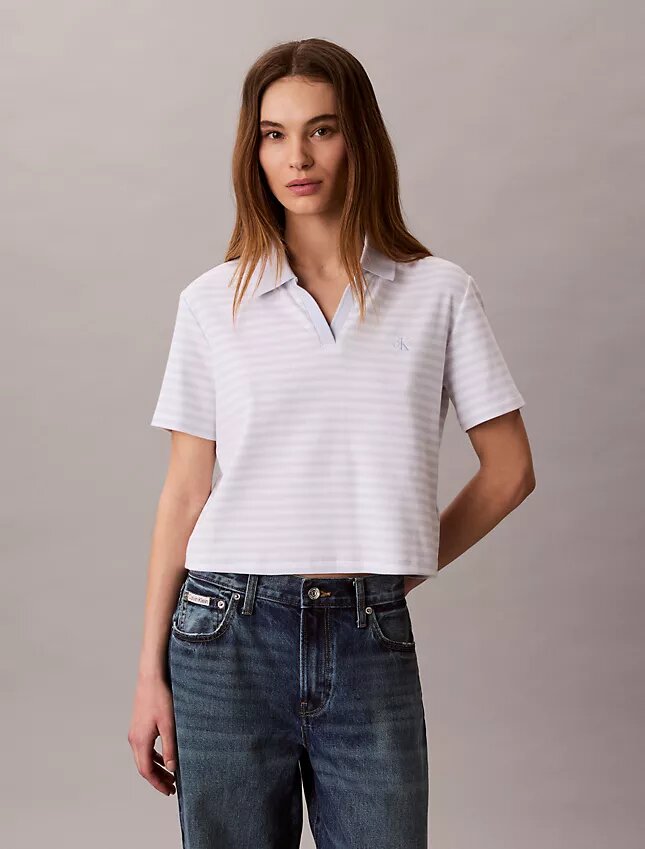 Cotton Contour Rib Polo Tee Cotton Contour Rib Polo Tee