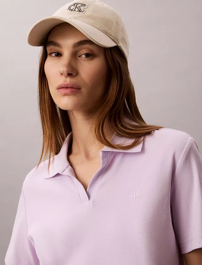 Cotton Contour Rib Polo Tee Cotton Contour Rib Polo Tee