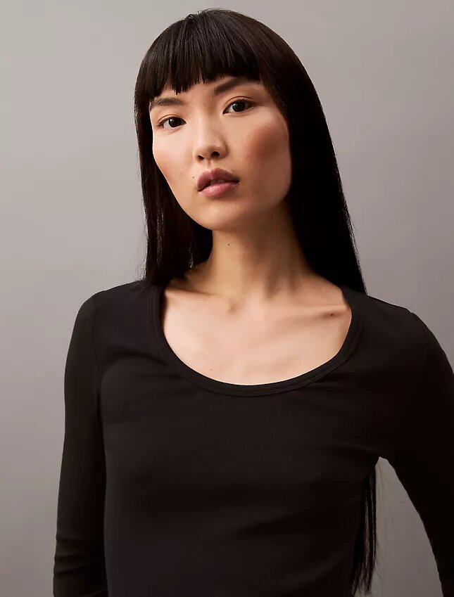 Cotton Contour Rib Slim Fit Long Sleeve T-Shirt Cotton Contour Rib Slim Fit Long Sleeve T-Shirt