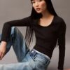 Cotton Contour Rib Slim Fit Long Sleeve T-Shirt Cotton Contour Rib Slim Fit Long Sleeve T-Shirt