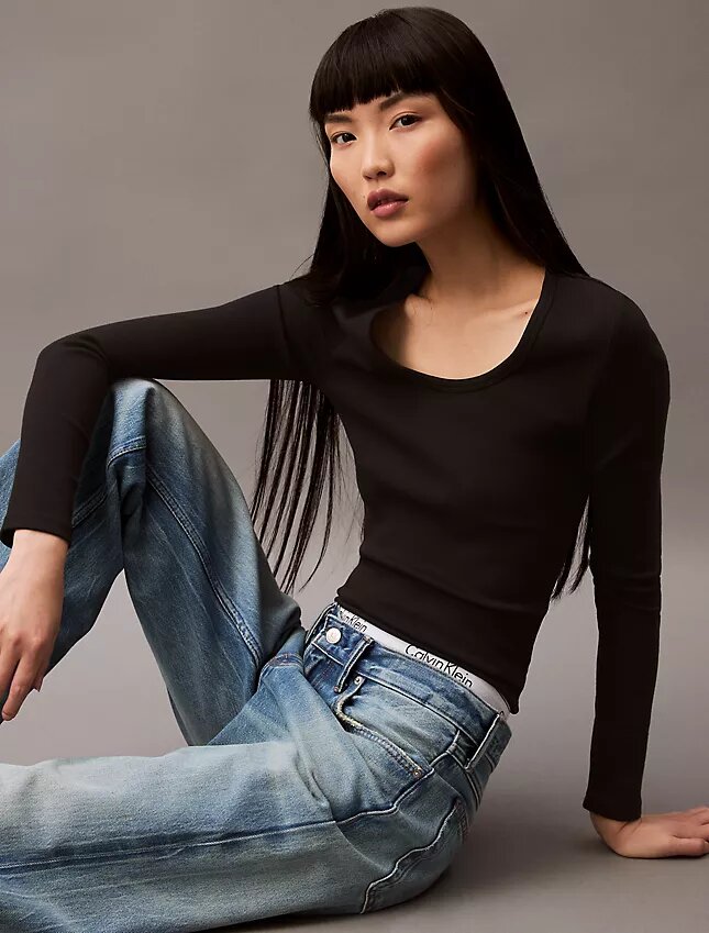 Cotton Contour Rib Slim Fit Long Sleeve T-Shirt Cotton Contour Rib Slim Fit Long Sleeve T-Shirt