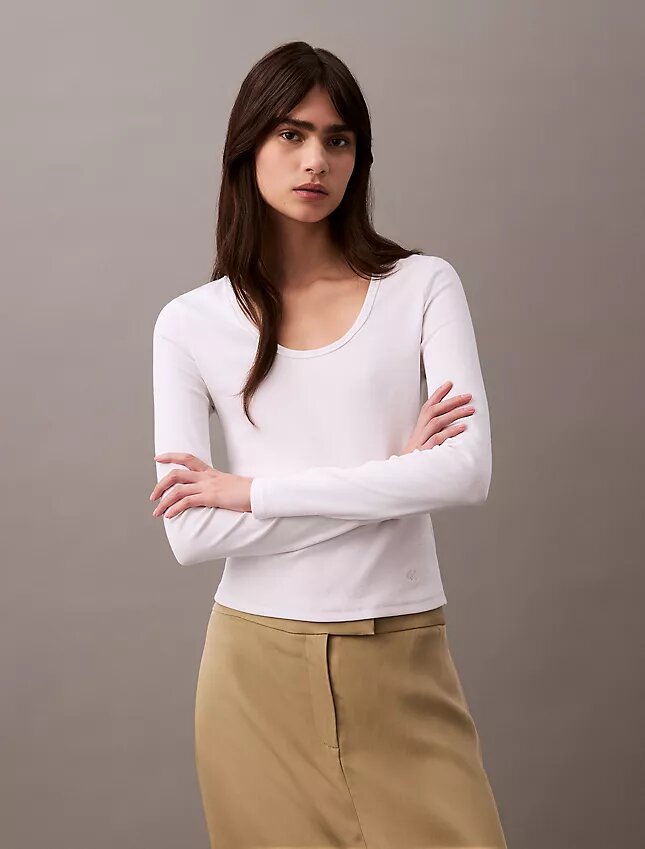 Cotton Contour Rib U-Neck Tee Cotton Contour Rib U-Neck Tee