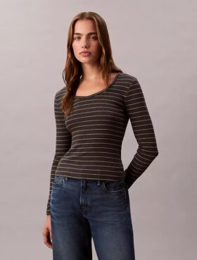 Cotton Contour Rib U-Neck Tee