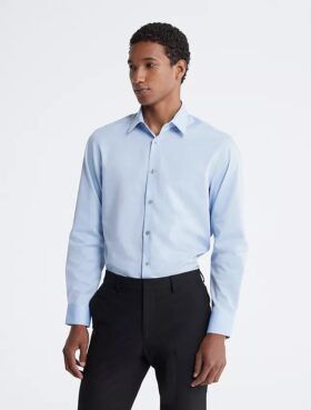 Cotton Herringbone Slim Fit Dress Shirt