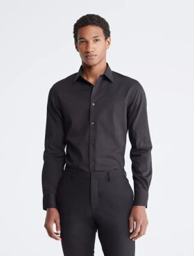 Cotton Herringbone Slim Fit Dress Shirt