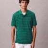 Cotton Pique Stripe Classic Polo Shirt