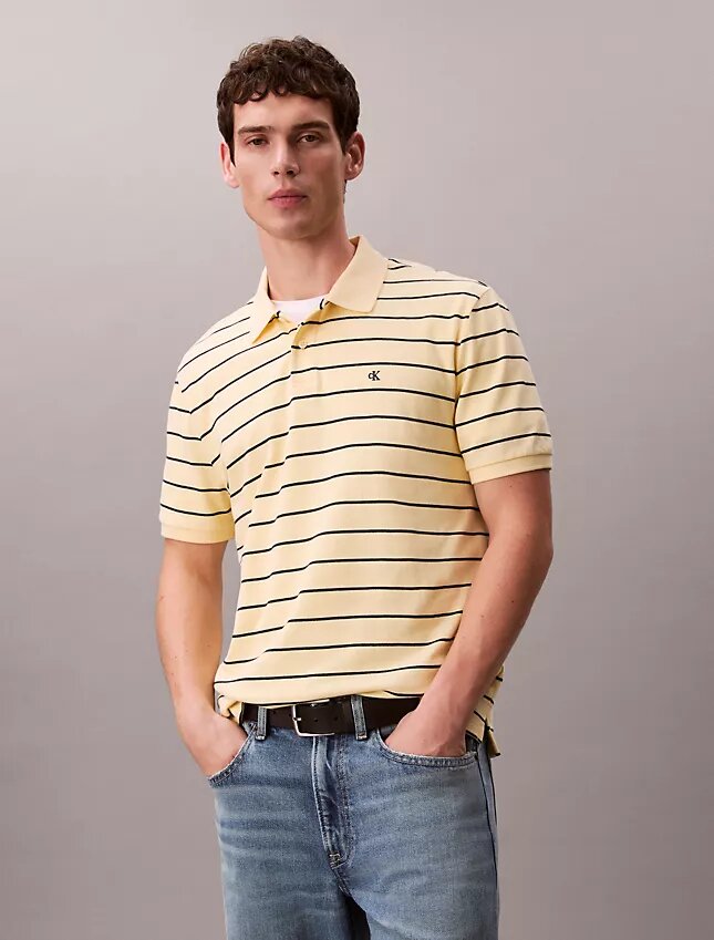 Cotton Pique Stripe Classic Polo Shirt Cotton Pique Stripe Classic Polo Shirt