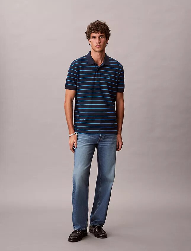 Cotton Pique Stripe Classic Polo Shirt Cotton Pique Stripe Classic Polo Shirt