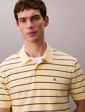 Cotton Pique Stripe Classic Polo Shirt