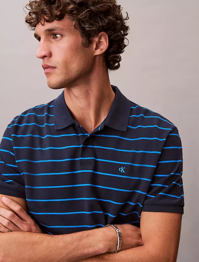 Cotton Pique Stripe Classic Polo Shirt Cotton Pique Stripe Classic Polo Shirt