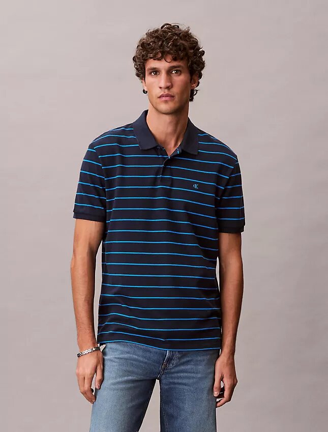 Cotton Pique Stripe Classic Polo Shirt Cotton Pique Stripe Classic Polo Shirt