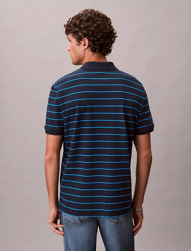 Cotton Pique Stripe Classic Polo Shirt Cotton Pique Stripe Classic Polo Shirt