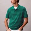 Cotton Pique Stripe Classic Polo Shirt