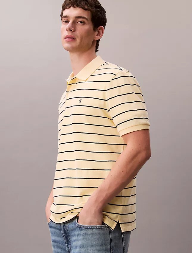 Cotton Pique Stripe Classic Polo Shirt Cotton Pique Stripe Classic Polo Shirt