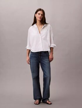 Cotton Poplin Boxy Button-Down Shirt
