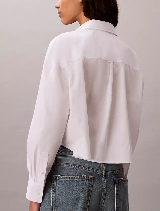 Cotton Poplin Cropped Boxy Button-Down Shirt Cotton Poplin Cropped Boxy Button-Down Shirt