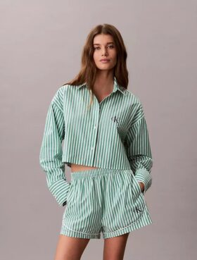 Cotton Poplin Cropped Sleep Shirt