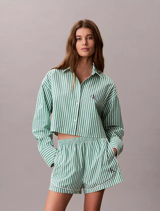 Cotton Poplin Cropped Sleep Shirt Cotton Poplin Cropped Sleep Shirt