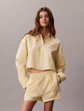 Cotton Poplin Cropped Sleep Shirt
