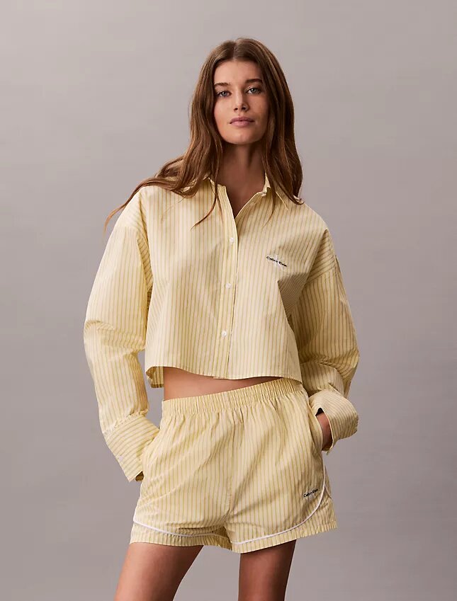 Cotton Poplin Cropped Sleep Shirt Cotton Poplin Cropped Sleep Shirt