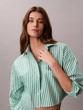 Cotton Poplin Cropped Sleep Shirt