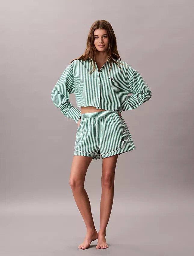 Cotton Poplin Cropped Sleep Shirt Cotton Poplin Cropped Sleep Shirt