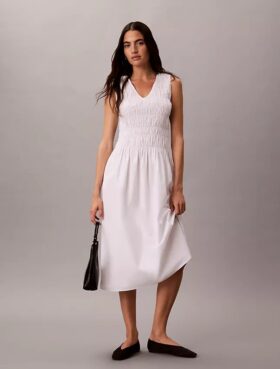 Cotton Poplin Midi Dress