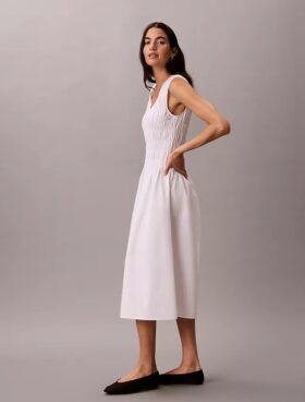 Cotton Poplin Midi Dress