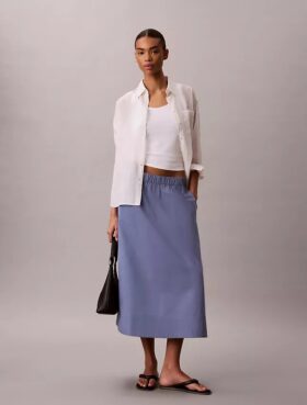Cotton Poplin Midi Skirt