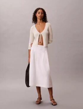 Cotton Poplin Midi Skirt