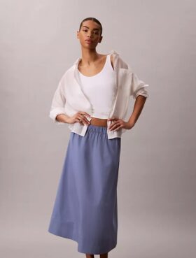 Cotton Poplin Midi Skirt