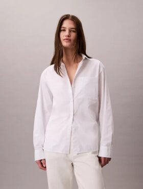 Cotton Poplin Relaxed Button-Down Shirt