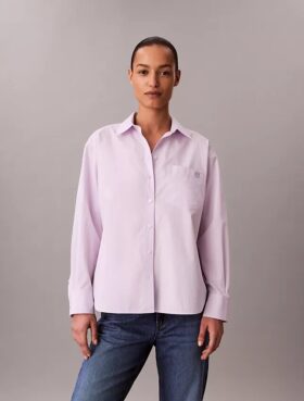 Cotton Poplin Relaxed Button-Down Shirt