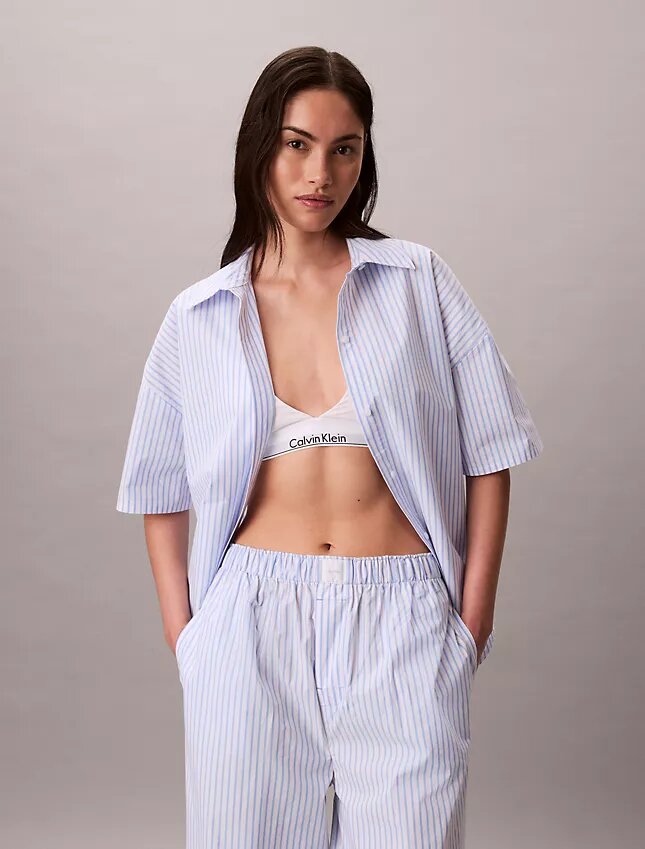 Cotton Poplin Relaxed Short Sleeve Sleep Shirt Cotton Poplin Relaxed Short Sleeve Sleep Shirt