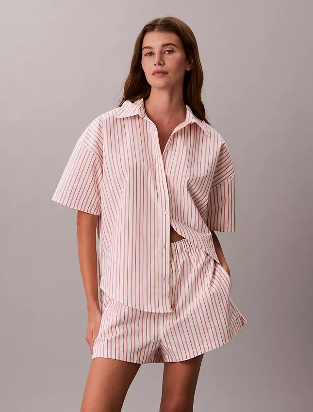 Cotton Poplin Relaxed Short Sleeve Sleep Shirt Cotton Poplin Relaxed Short Sleeve Sleep Shirt
