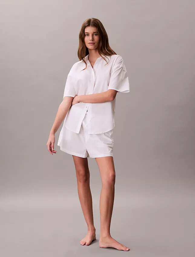 Cotton Poplin Relaxed Short Sleeve Sleep Shirt Cotton Poplin Relaxed Short Sleeve Sleep Shirt