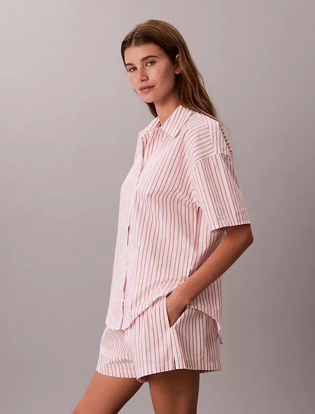 Cotton Poplin Relaxed Short Sleeve Sleep Shirt Cotton Poplin Relaxed Short Sleeve Sleep Shirt