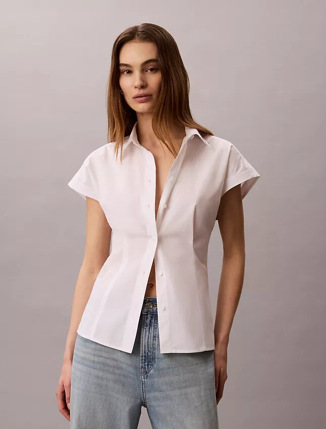 Cotton Poplin Short Sleeve Button-Down Shirt Cotton Poplin Short Sleeve Button-Down Shirt