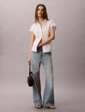 Cotton Poplin Short Sleeve Button-Down Shirt