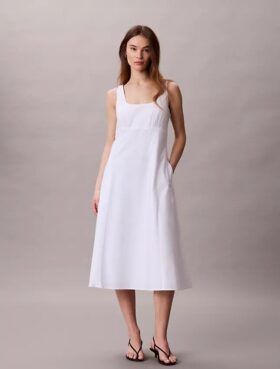Cotton Poplin Sleeveless Midi Dress