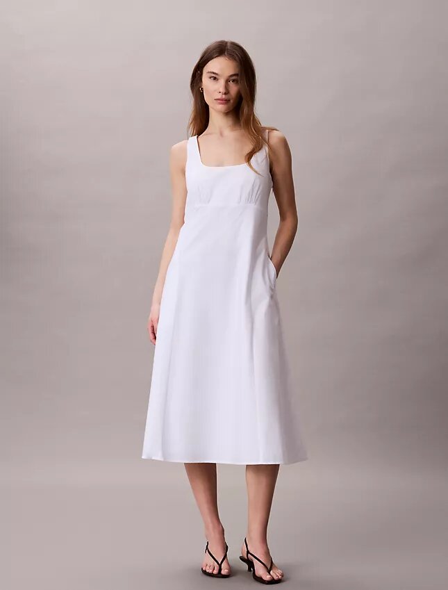 Cotton Poplin Sleeveless Midi Dress Cotton Poplin Sleeveless Midi Dress