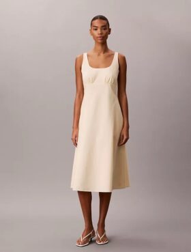 Cotton Poplin Sleeveless Midi Dress