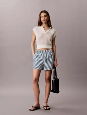 Cotton Poplin Stripe Shorts