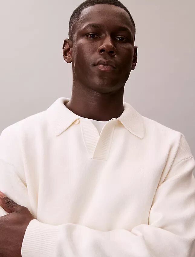 Cotton Relaxed Polo Sweater Cotton Relaxed Polo Sweater